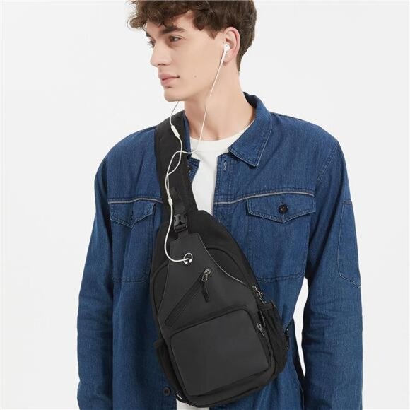 Crossbody Sling Bag for Men with Adjustable Shoulder Strap Shoulder Backpack - Picture 2 of 7